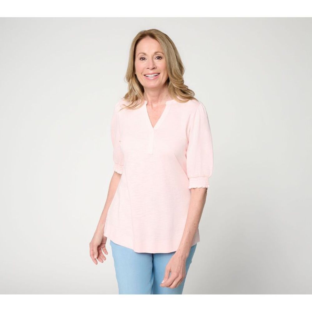 Belle by Kim Gravel Women's Top Sz L Make Your Selection: Slub Knit Pink A723973